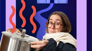 woman with cooking pan