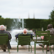 Older people and fountain