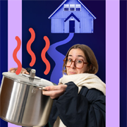 woman with cooking pan