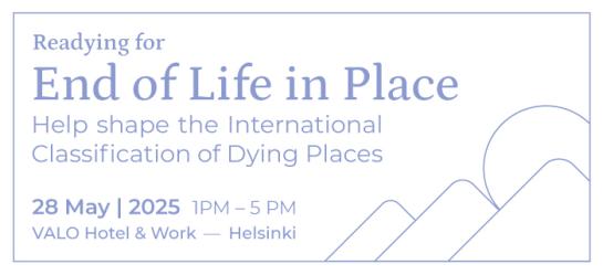 Banner End of Life in Place, Pre-EAPC Congress event in Helsinki