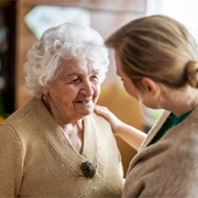 Older woman talking to other person